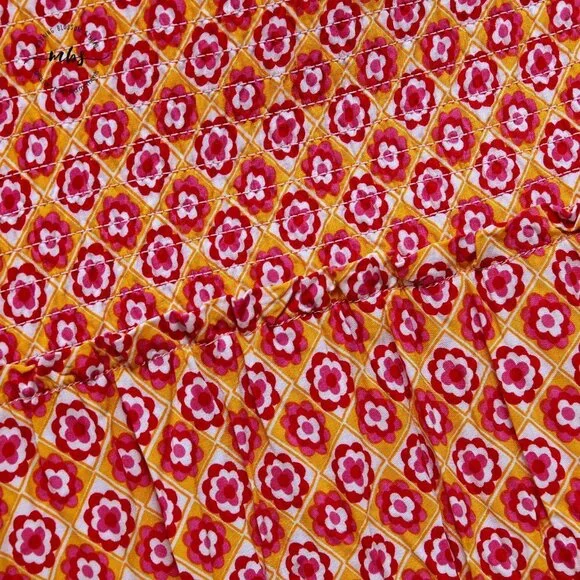 L*SPACE Simone Floral Square‎ Neck Short Sleeve Smocked High Low Maxi Dress - Picture 16 of 16